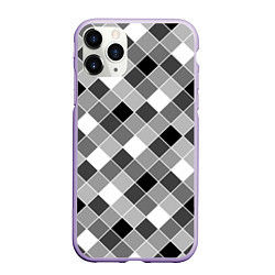 Чехол iPhone 11 Pro матовый Черно-белый клетчатый узор, цвет: 3D-светло-сиреневый