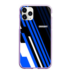 Чехол iPhone 11 Pro матовый Кроссфит - синии линии