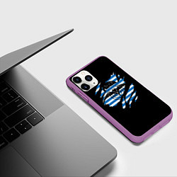 Чехол iPhone 11 Pro матовый Спецназ ГРУ - порванная, цвет: 3D-фиолетовый — фото 2