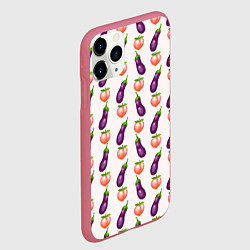 Чехол iPhone 11 Pro матовый Баклажаны и персики паттерн, цвет: 3D-малиновый — фото 2