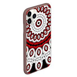 Чехол iPhone 11 Pro матовый Красно-черный калейдоскоп мандала, цвет: 3D-коричневый — фото 2