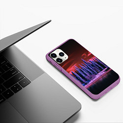 Чехол iPhone 11 Pro матовый Абстрактный фиолетовый лес и тёмная река, цвет: 3D-фиолетовый — фото 2