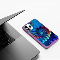Чехол iPhone 11 Pro матовый Фрактальная спираль, цвет: 3D-фиолетовый — фото 2