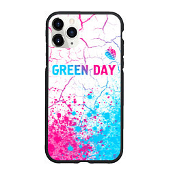 Чехол iPhone 11 Pro матовый Green Day neon gradient style: символ сверху, цвет: 3D-черный