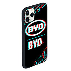 Чехол iPhone 11 Pro матовый Значок BYD в стиле glitch на темном фоне, цвет: 3D-черный — фото 2