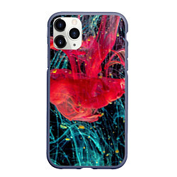 Чехол iPhone 11 Pro матовый Абстрактный всплеск розовой и голубой красок, цвет: 3D-серый