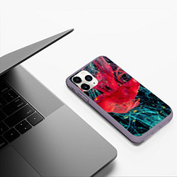 Чехол iPhone 11 Pro матовый Абстрактный всплеск розовой и голубой красок, цвет: 3D-серый — фото 2