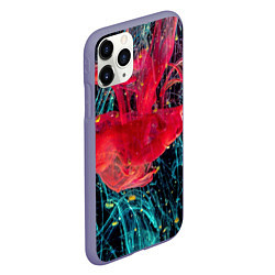 Чехол iPhone 11 Pro матовый Абстрактный всплеск розовой и голубой красок, цвет: 3D-серый — фото 2