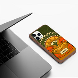 Чехол iPhone 11 Pro матовый Polynesian tiki HUMBLE, цвет: 3D-коричневый — фото 2