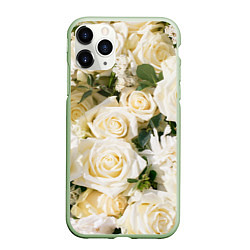 Чехол iPhone 11 Pro матовый Белые Розы, беззащитны шипы, цвет: 3D-салатовый