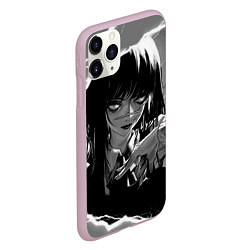 Чехол iPhone 11 Pro матовый Человек-бензопила : Мичико - Полутона, цвет: 3D-розовый — фото 2