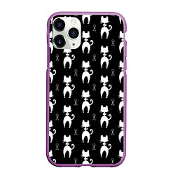 Чехол iPhone 11 Pro матовый Кошка С Бабочкой Вид Сзади, цвет: 3D-фиолетовый
