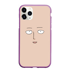 Чехол iPhone 11 Pro матовый One-Punch man Saitama face, цвет: 3D-фиолетовый