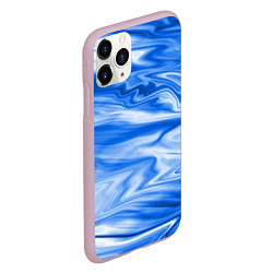 Чехол iPhone 11 Pro матовый Бело синий абстрактный фон Волны, цвет: 3D-розовый — фото 2