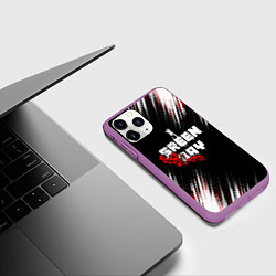Чехол iPhone 11 Pro матовый Green day - абстракция, цвет: 3D-фиолетовый — фото 2