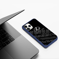 Чехол iPhone 11 Pro матовый Lexus - След шины, цвет: 3D-тёмно-синий — фото 2