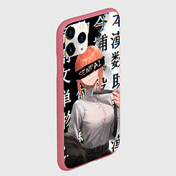 Чехол iPhone 11 Pro матовый Макима Chainsaw Man Иероглифы, цвет: 3D-малиновый — фото 2