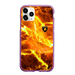 Чехол iPhone 11 Pro матовый Lamborghini - яркие молнии, цвет: 3D-фиолетовый