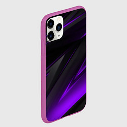 Чехол iPhone 11 Pro матовый Черно-фиолетовая геометрическая абстракция, цвет: 3D-фиолетовый — фото 2
