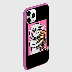 Чехол iPhone 11 Pro матовый Человек и кот, цвет: 3D-фиолетовый — фото 2