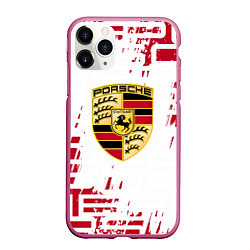 Чехол iPhone 11 Pro матовый Porsche - паттерн, цвет: 3D-малиновый