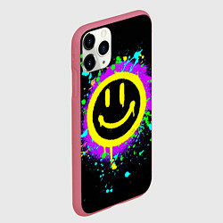 Чехол iPhone 11 Pro матовый Смайлик - неоновые брызги, цвет: 3D-малиновый — фото 2