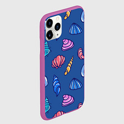Чехол iPhone 11 Pro матовый Паттерн из морских раковин, цвет: 3D-фиолетовый — фото 2