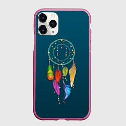 Чехол iPhone 11 Pro матовый Ловец снов - индейский амулет, цвет: 3D-малиновый