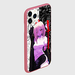 Чехол iPhone 11 Pro матовый Пауэр с мечом - Человек бензопила, цвет: 3D-малиновый — фото 2
