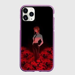 Чехол iPhone 11 Pro матовый Человек-бензопила: Макима Демон контроля, цвет: 3D-фиолетовый