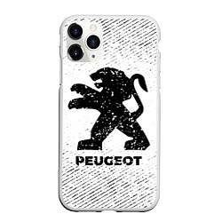 Чехол iPhone 11 Pro матовый Peugeot с потертостями на светлом фоне, цвет: 3D-белый