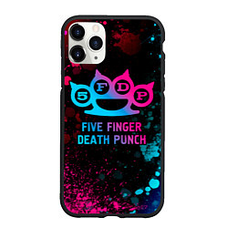 Чехол iPhone 11 Pro матовый Five Finger Death Punch - neon gradient, цвет: 3D-черный