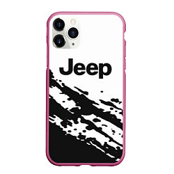 Чехол iPhone 11 Pro матовый Jeep - textura, цвет: 3D-малиновый