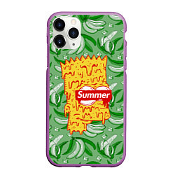 Чехол iPhone 11 Pro матовый Барт Симпсон - Summer, цвет: 3D-фиолетовый