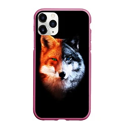 Чехол iPhone 11 Pro матовый Волк и Лисица, цвет: 3D-малиновый