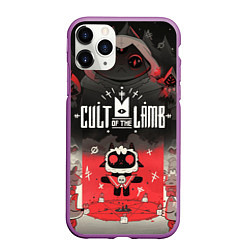 Чехол iPhone 11 Pro матовый Cult of the lamb ритуал, цвет: 3D-фиолетовый