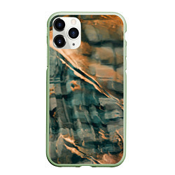 Чехол iPhone 11 Pro матовый Абстрактное множество красок и разломов на поверхн, цвет: 3D-салатовый