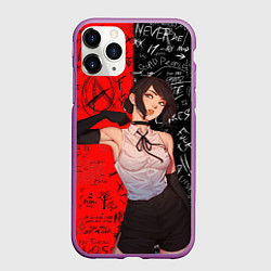 Чехол iPhone 11 Pro матовый Резе - человек бензопила, цвет: 3D-фиолетовый