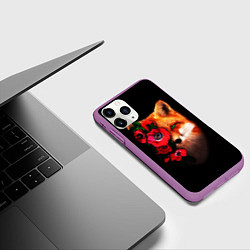Чехол iPhone 11 Pro матовый Лиса и цветы, цвет: 3D-фиолетовый — фото 2
