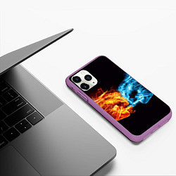 Чехол iPhone 11 Pro матовый Вода и огонь - два кулака Brofist, цвет: 3D-фиолетовый — фото 2