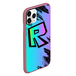Чехол iPhone 11 Pro матовый Roblox neon logo, цвет: 3D-малиновый — фото 2