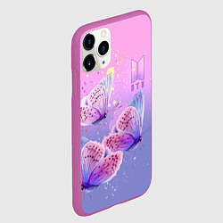 Чехол iPhone 11 Pro матовый BTS красивые бабочки, цвет: 3D-фиолетовый — фото 2