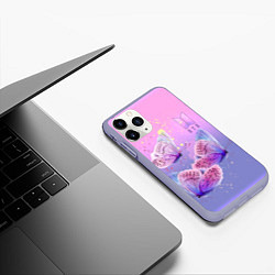 Чехол iPhone 11 Pro матовый BTS красивые бабочки, цвет: 3D-светло-сиреневый — фото 2
