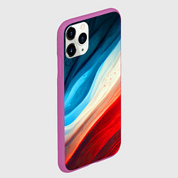 Чехол iPhone 11 Pro матовый Неоновые яркие волны, цвет: 3D-фиолетовый — фото 2