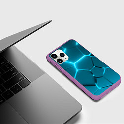 Чехол iPhone 11 Pro матовый Ледяные неоновые геометрические плиты, цвет: 3D-фиолетовый — фото 2