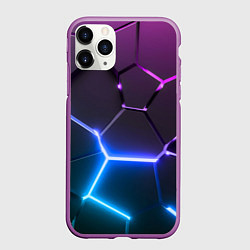 Чехол iPhone 11 Pro матовый Фиолетовый градиент - неоновые геометрические плит, цвет: 3D-фиолетовый