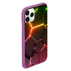 Чехол iPhone 11 Pro матовый Неоновые радужные плиты, цвет: 3D-фиолетовый — фото 2