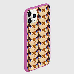 Чехол iPhone 11 Pro матовый Тарталья лицо МЕМ Genshin Impact, цвет: 3D-фиолетовый — фото 2