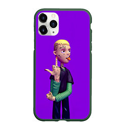 Чехол iPhone 11 Pro матовый Lil Peep На Фиолетовом Фоне, цвет: 3D-темно-зеленый