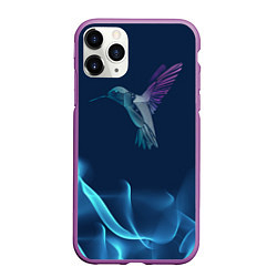 Чехол iPhone 11 Pro матовый Колибри в полете, цвет: 3D-фиолетовый